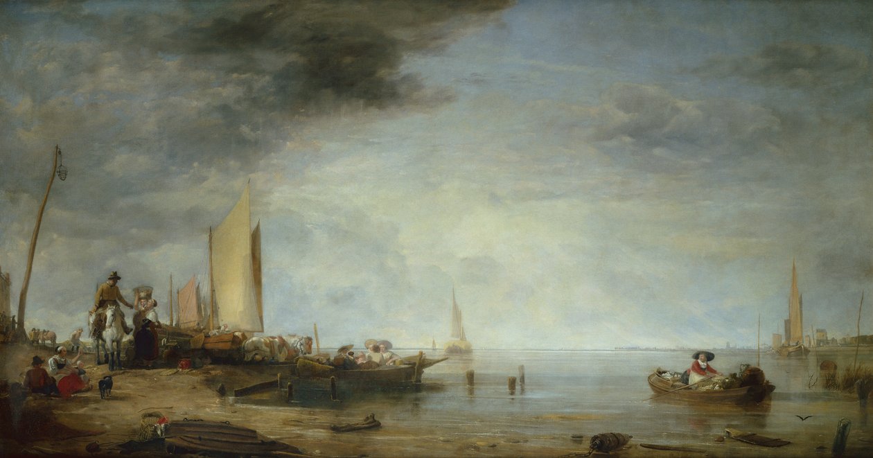 Hollanda Pazar Tekneleri, Rotterdam (tuval üzerine yağlı boya) by Augustus Wall Callcott