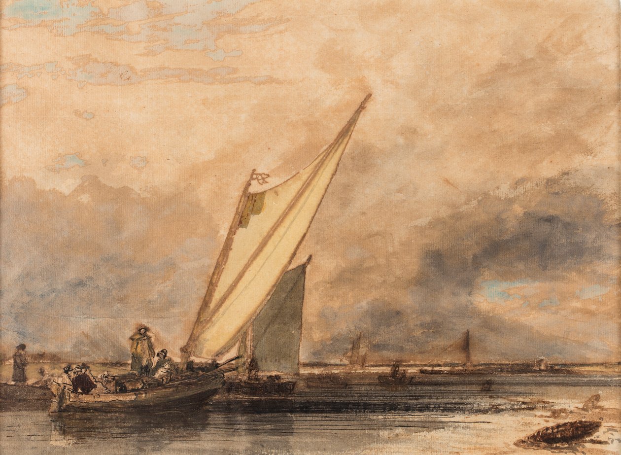 Medway#39;de tarih bilinmiyor (kağıt üzerine suluboya) by Augustus Wall Callcott