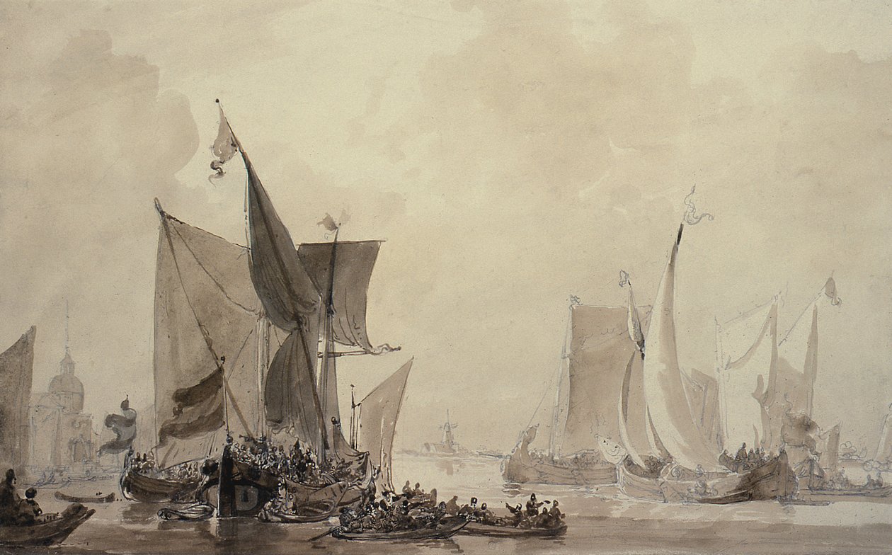 Hollanda nakliyeli Deniz Parçası (çizim) by Augustus Wall Callcott