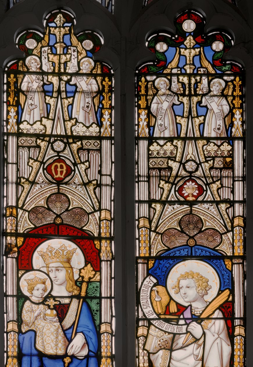 Virgin & Child ve St. John The Evangelist ile apsis penceresi, detay, 1841-42 (vitray) by Augustus Welby Northmore Pugin