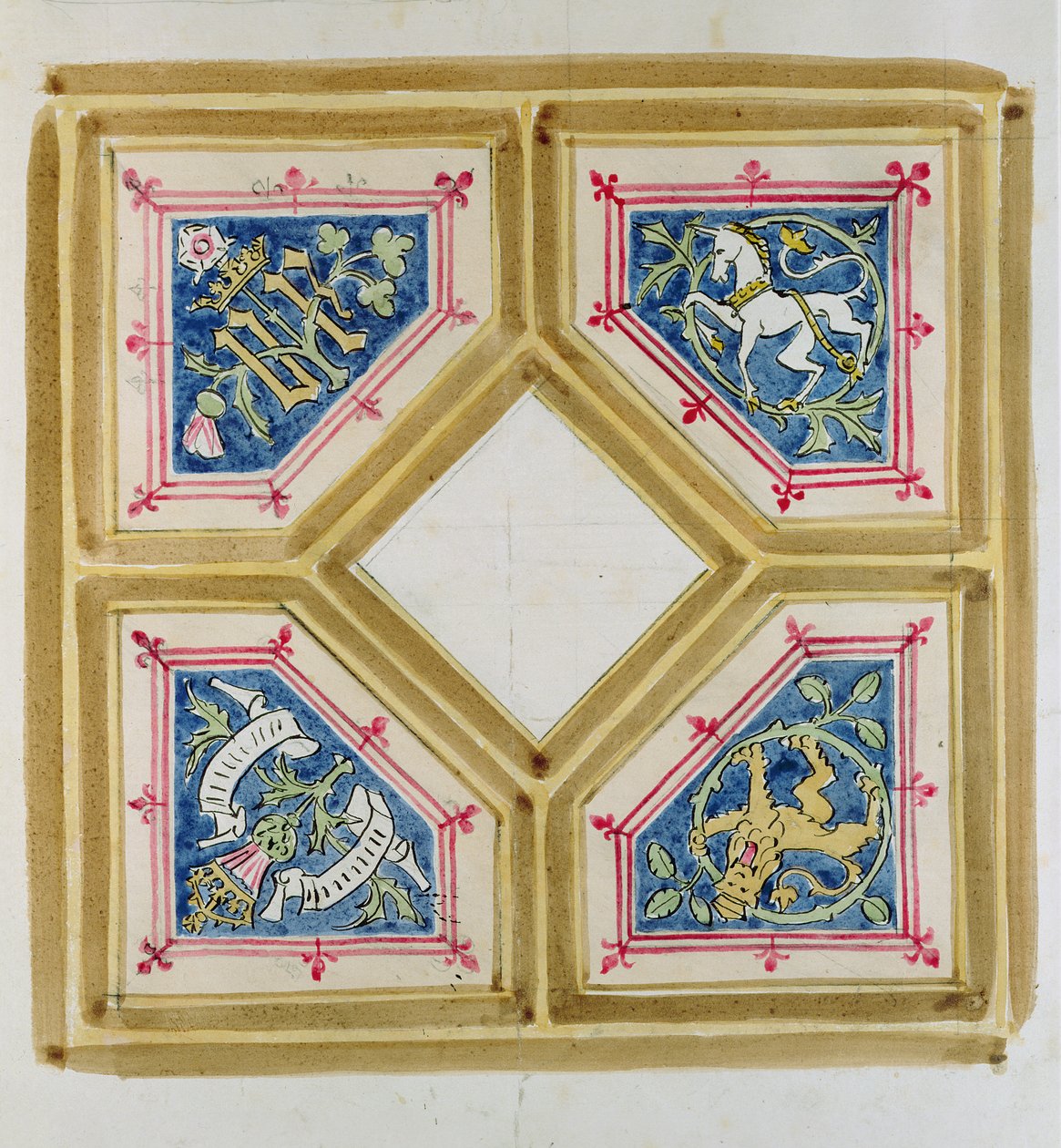 Avam Kamarası tavan tasarımı (kağıt üzerinde kalem ve tuvalet) by Augustus Welby Northmore Pugin