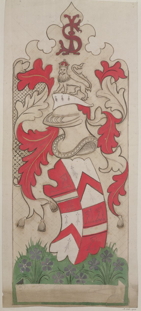 Parlamento Binası dekorasyonu için tasarım (kağıt üzerine kurşun kalem, guaş ve wc) by Augustus Welby Northmore Pugin