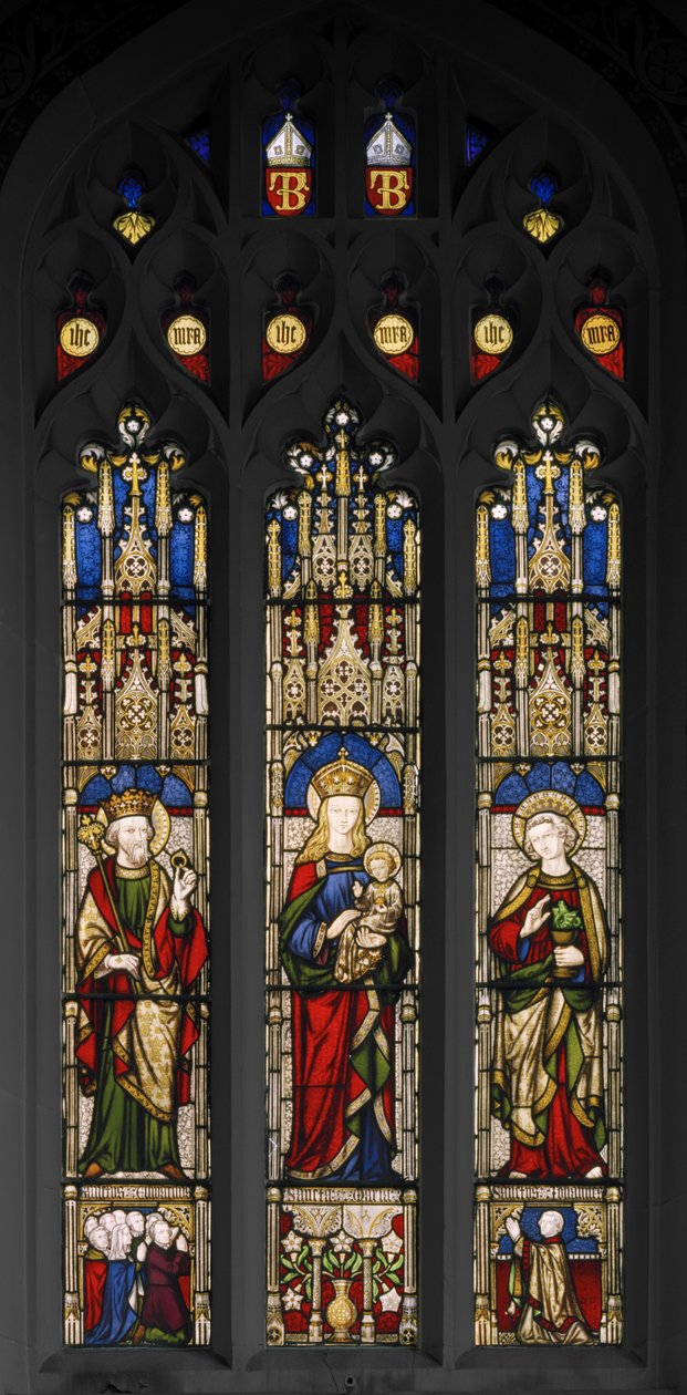 Edward The Confessor, Virgin & Child ve St. John The Evangelist, 1846 (vitray) by Augustus Welby Northmore Pugin