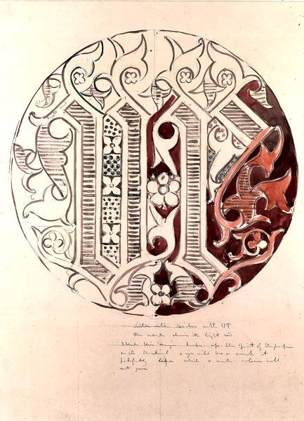 Avam Kamarası için yuvarlak tasarım (kağıt üzerine kurşun kalem ve sulu boya) by Augustus Welby Northmore Pugin