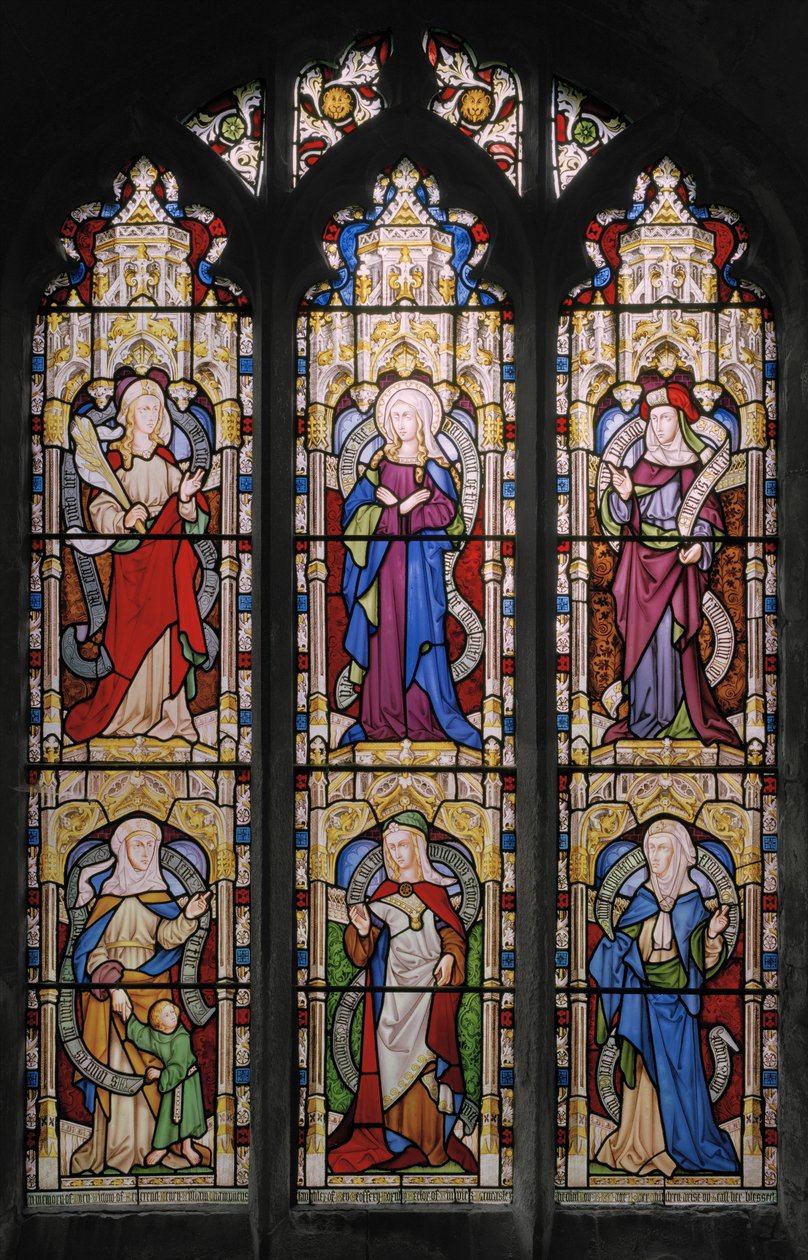 Ruth, Meryem Ana, Sarah, Hannah, Dorcas ve Anne, 1852 (vitray) by Augustus Welby Northmore Pugin