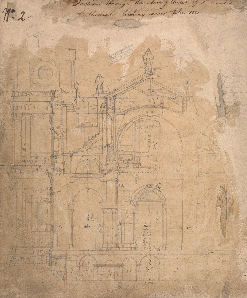 Batıya Bakış St. Paul Katedrali Koridorlarının Nave'sinden Kesit by Augustus Welby Northmore Pugin