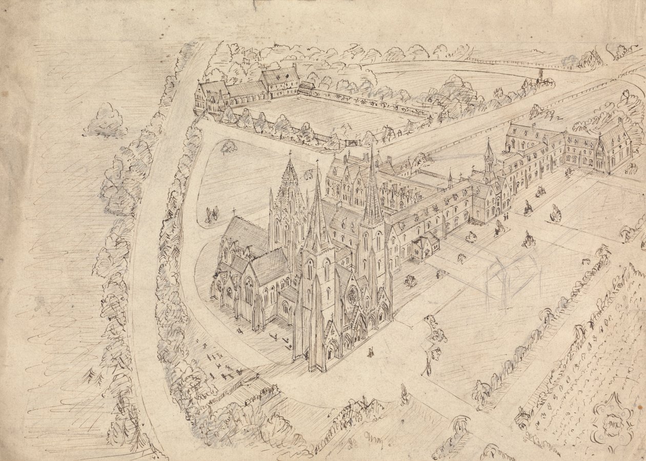 Bir Gotik Kilise ve Manastır Taslağı by Augustus Welby Northmore Pugin