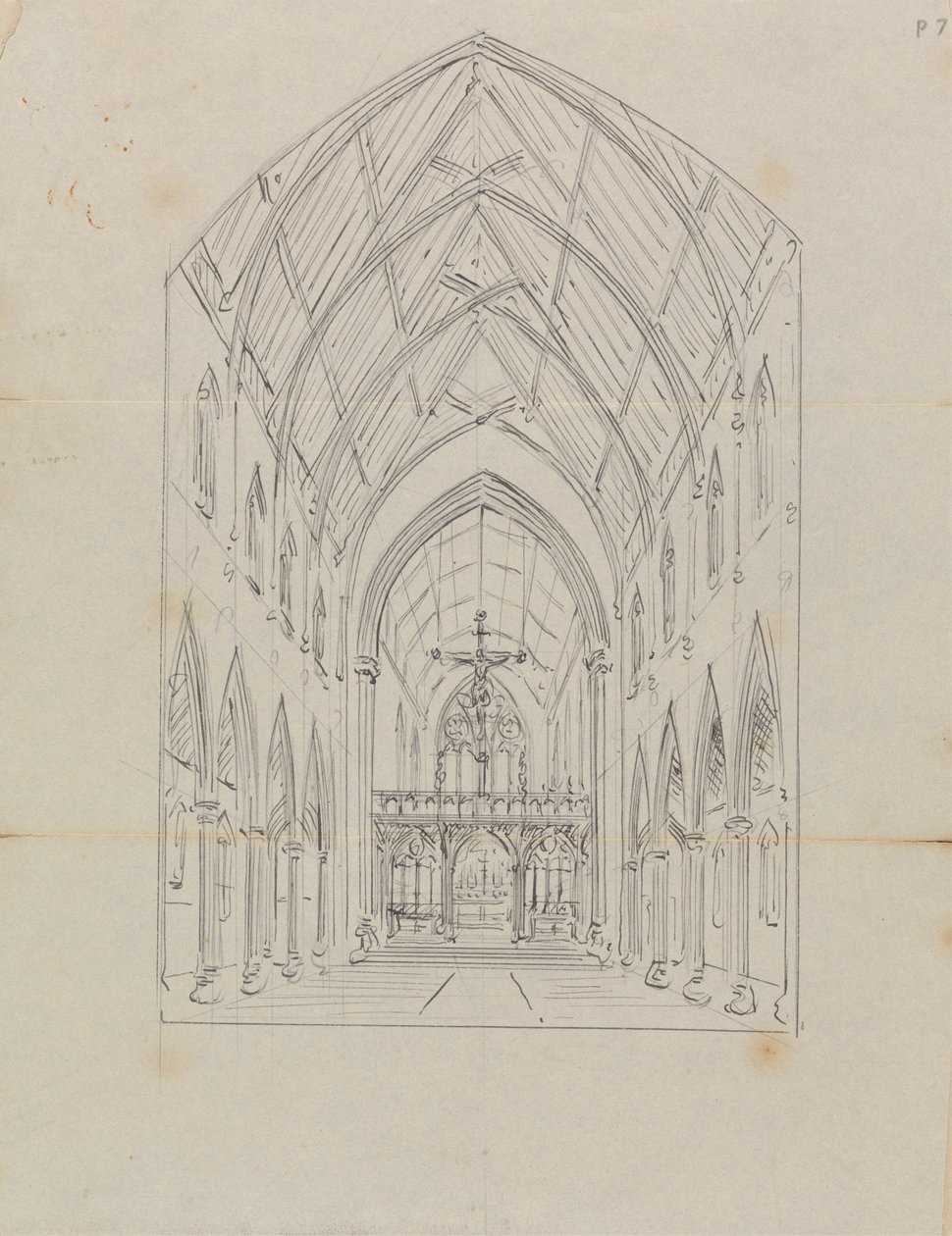 Bir Gotik Kilisenin İç Taslağı by Augustus Welby Northmore Pugin