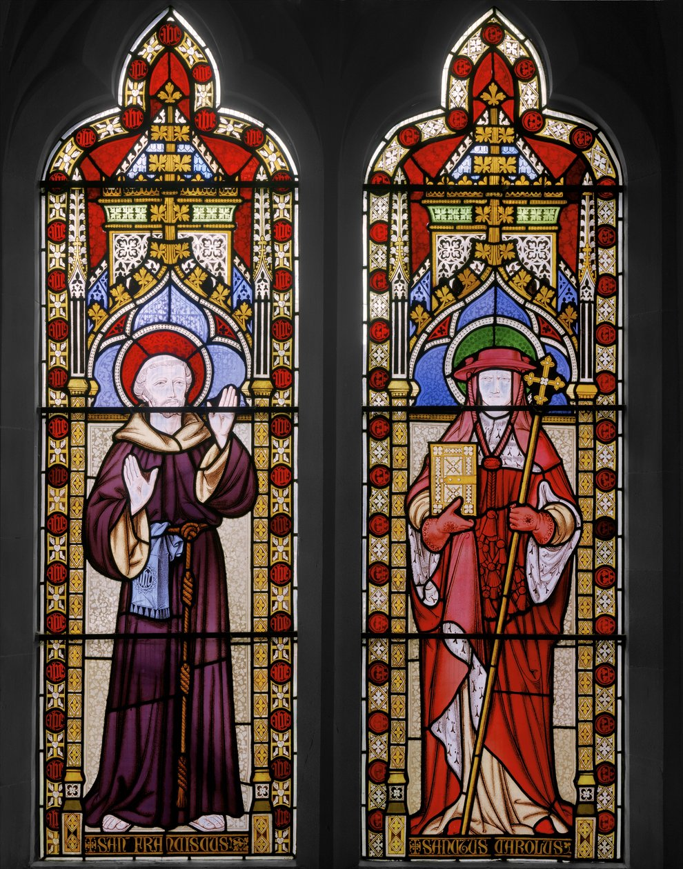 Assisili Aziz Francis ve Aziz Carolus, 1847 (vitray) by Augustus Welby Northmore Pugin
