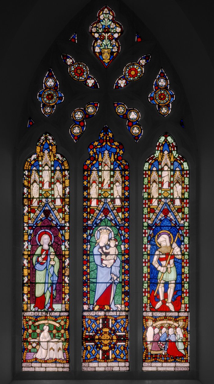 Aziz John The Evangelist, Virgin & Child ve St. George, 1844 dolayları (vitray) by Augustus Welby Northmore Pugin