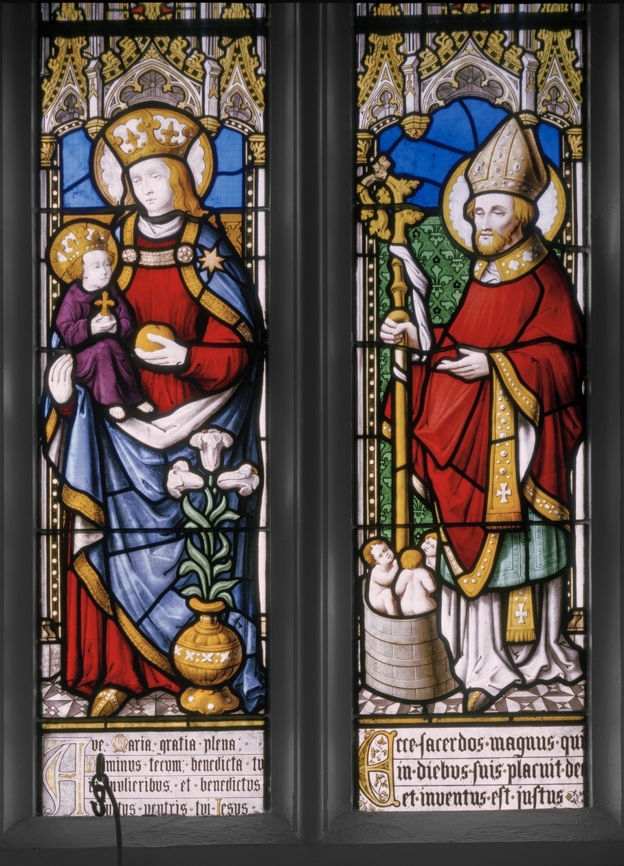 Aziz Nikolaos ile Bakire ve Çocuk, detay, 1841 (vitray) by Augustus Welby Northmore Pugin