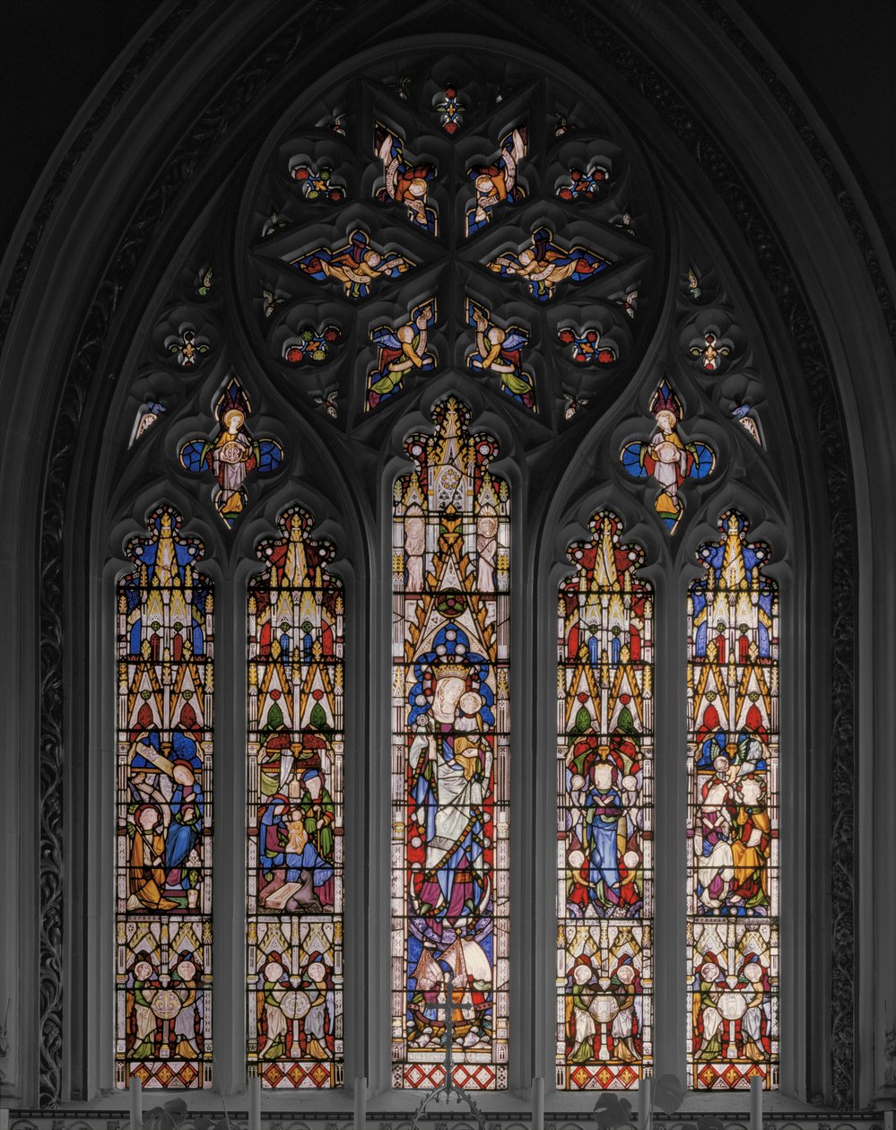 Hayatından sahnelerle Meryem ve İsa, 1851 (vitray) by Augustus Welby Northmore Pugin