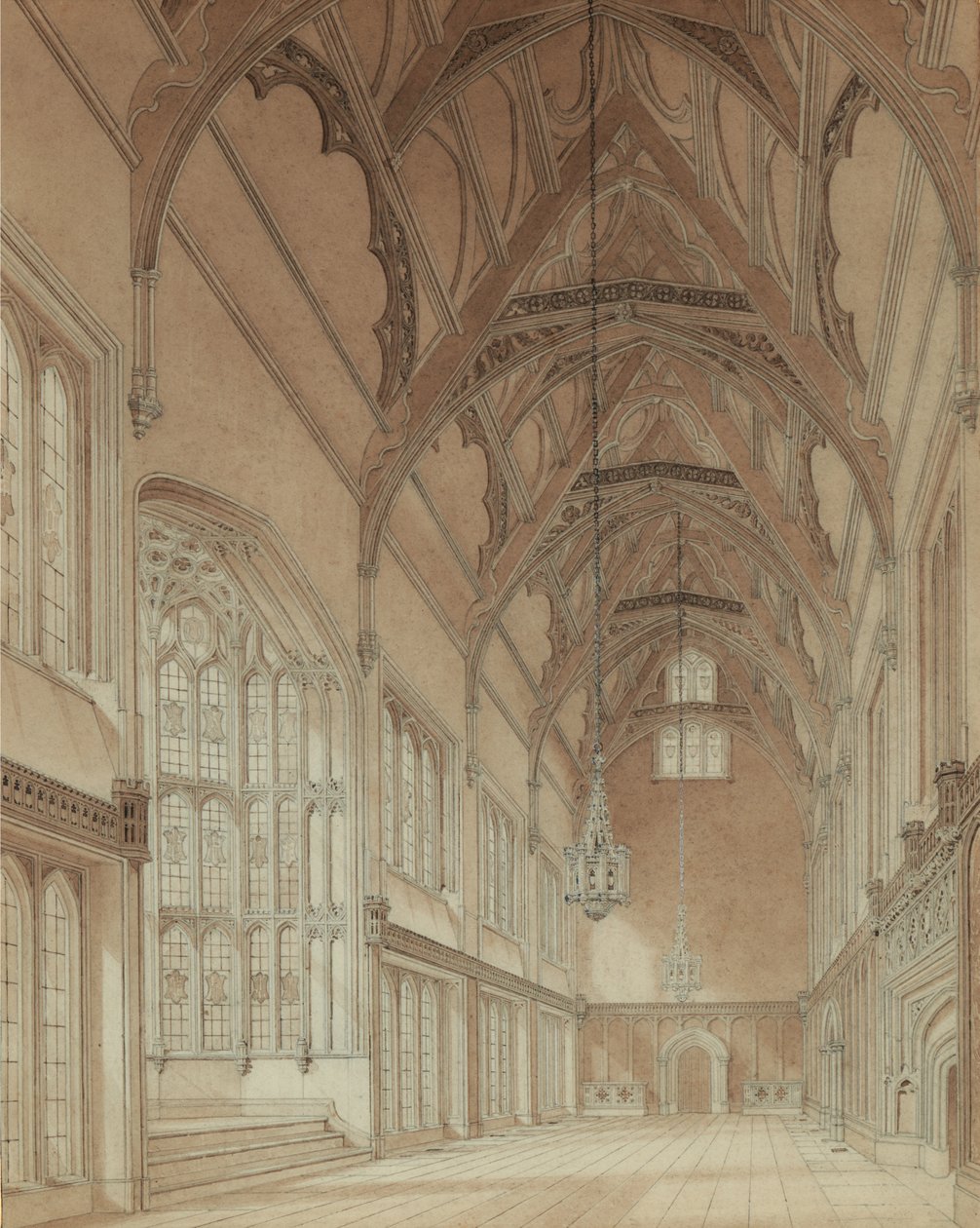Bir Kolej Salonunun İçi by Augustus Welby Pugin