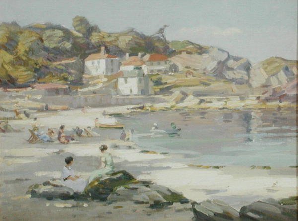 Bir Cornish Sahili (panelde yağ) by Augustus William Enness
