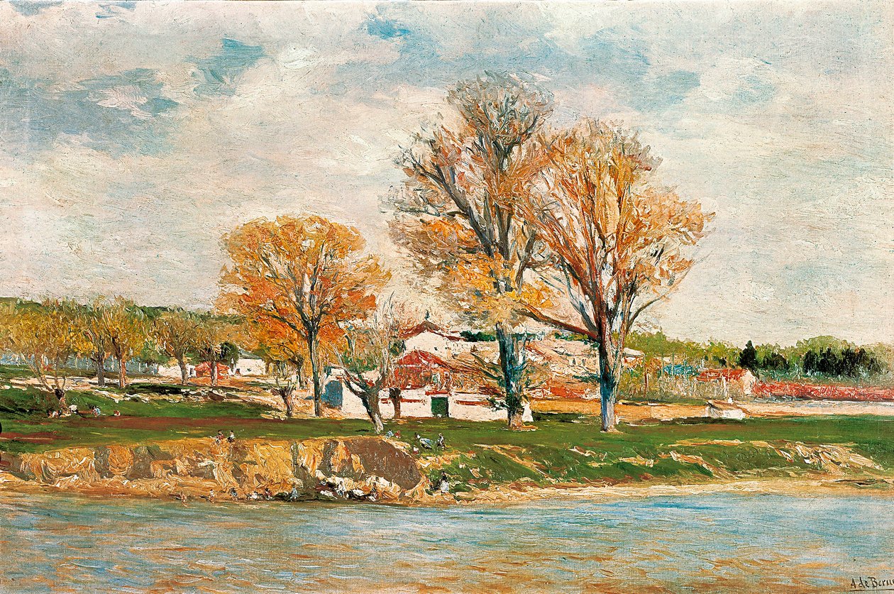 "Manzanares Nehri kıyıları" tablosu Aureliano de Beruete Y Moret (1845-1912) tarafından. Tuval üzerine yağlıboya. by Aureliano de Beruete