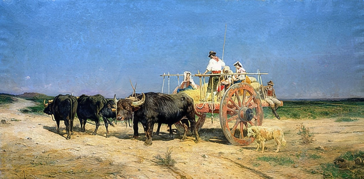Bufalo tarafından çekilen vagon by Aurelio Tiratelli