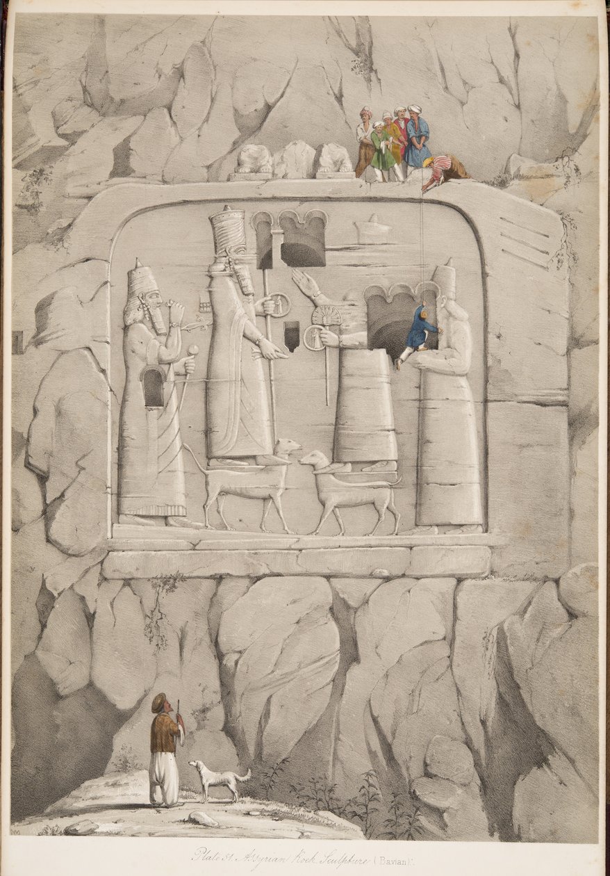 Asur Kaya Heykeli (Bavian), Nineveh Anıtlarından, pub. 1849 (gravür) by Austen Henry Layard