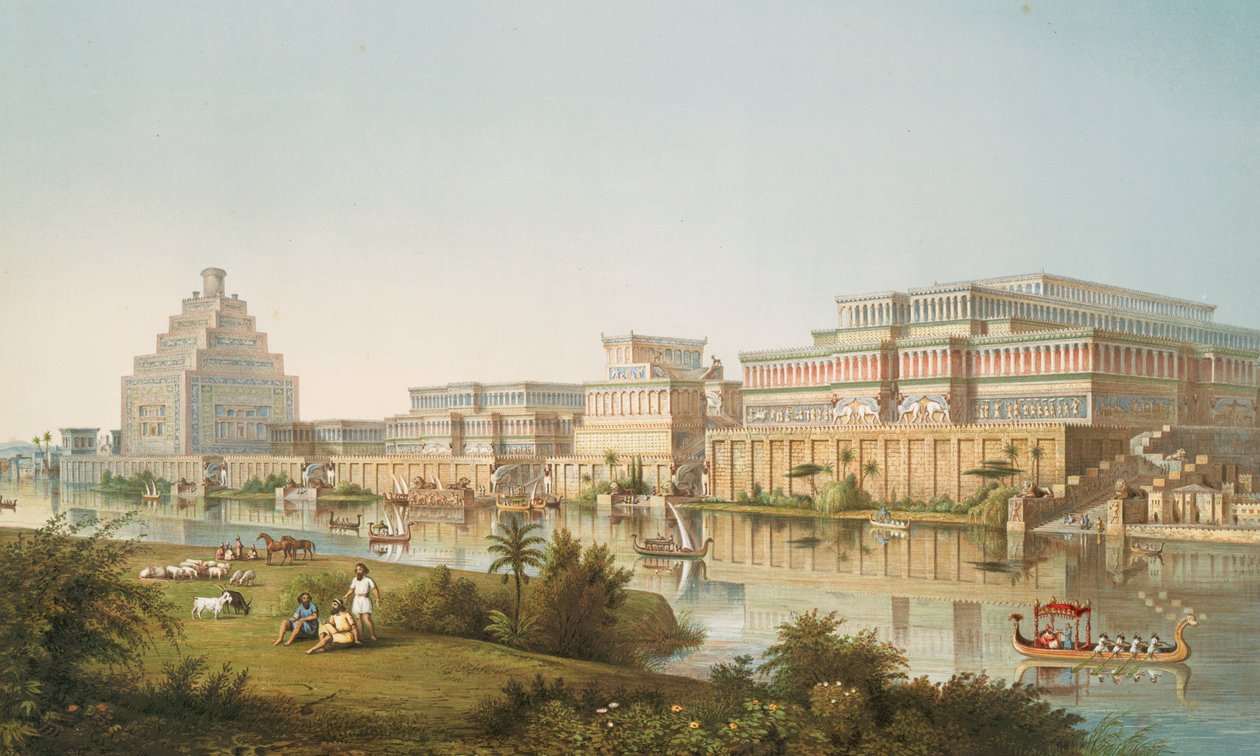 Nimroud [Calah] sarayları restore edildi, 1853 by Austen Henry Layard