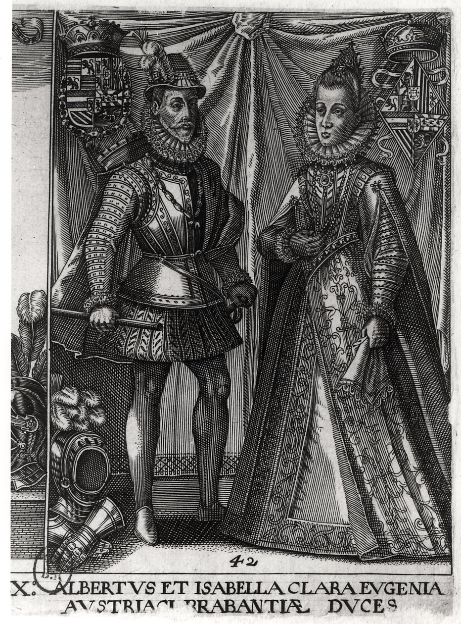 Avusturya Arşidükü Albert (1559-1621) ve eşi Isabella Clara Eugenia (1566-1633) Avusturya arşidüşesinin portresi, 1613 by Austrian School