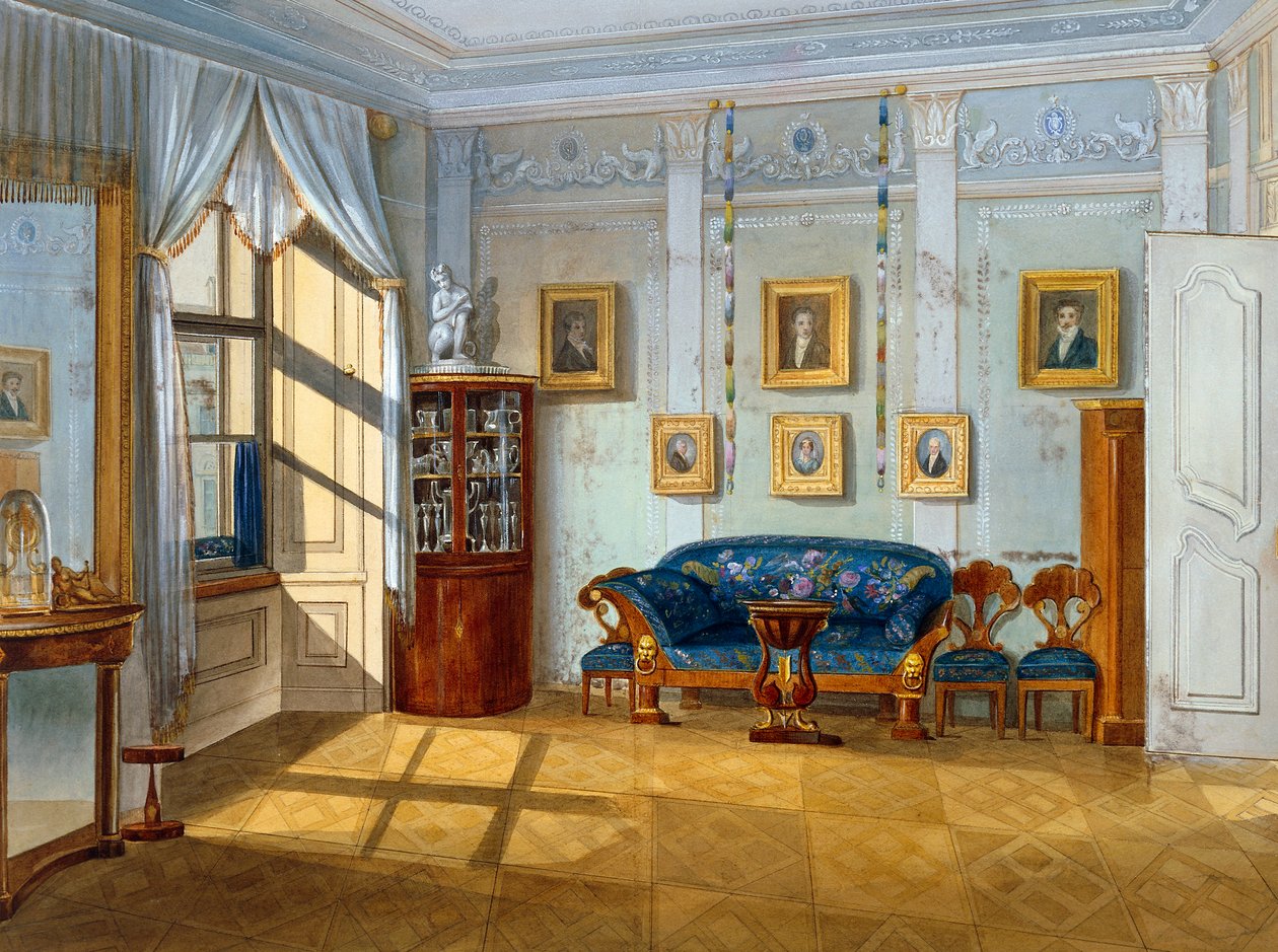 Biedermeier tarzı salon, yaklaşık 1830, sulu boya, Avusturya by Austrian School