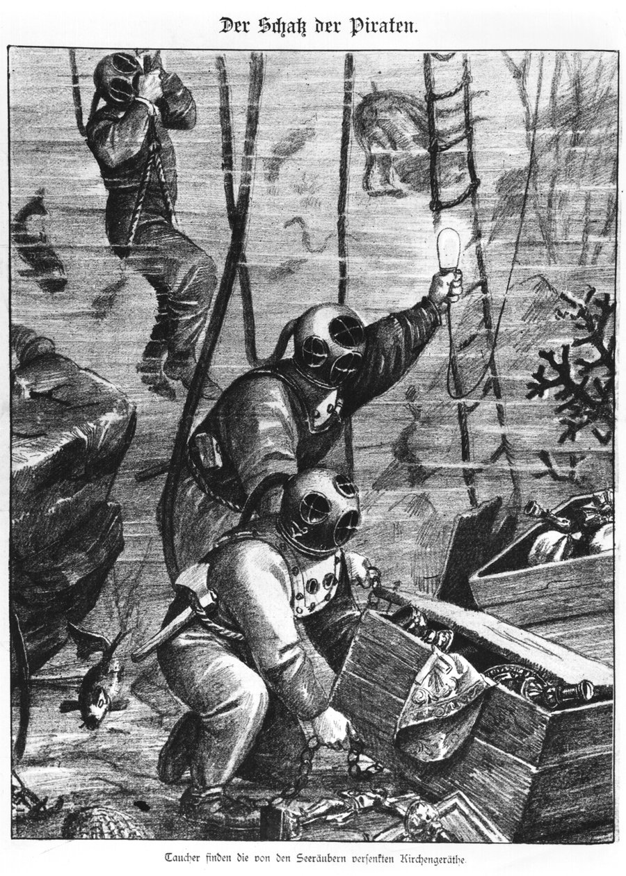 Korsanların hazinesini bulan dalgıçlar, 1897 by Austrian School