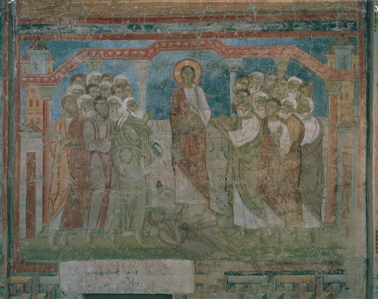 İsa, Capernaum sinagogunda (fresk) ele geçirilmiş bir adamı iyileştiriyor by Austrian School