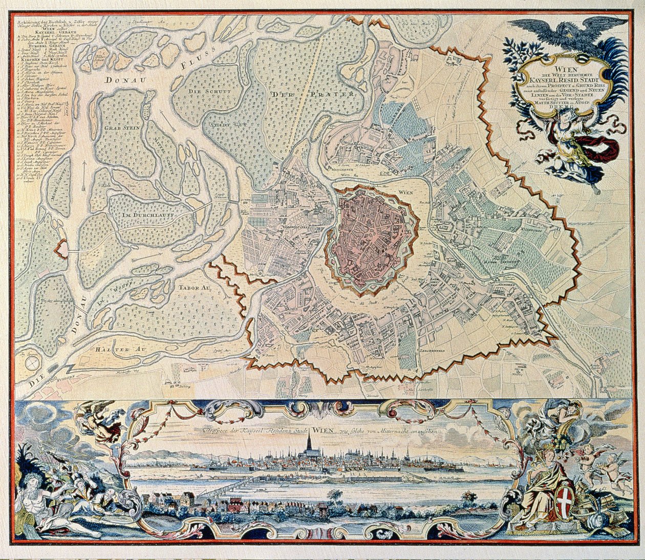 1720 gravürünün ardından Viyana şehrinin planı (gravür) by Austrian School