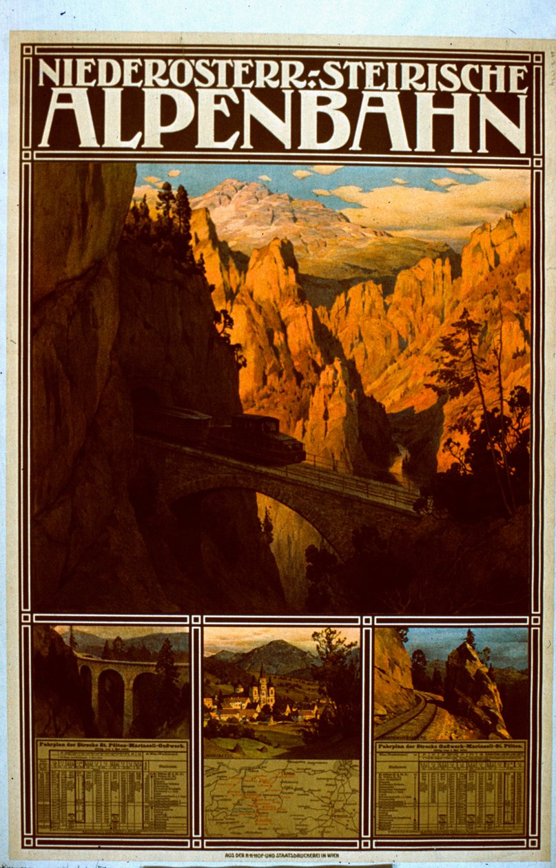 Niederösterr-Styrian Alp Demiryolu için Poster by Austrian School