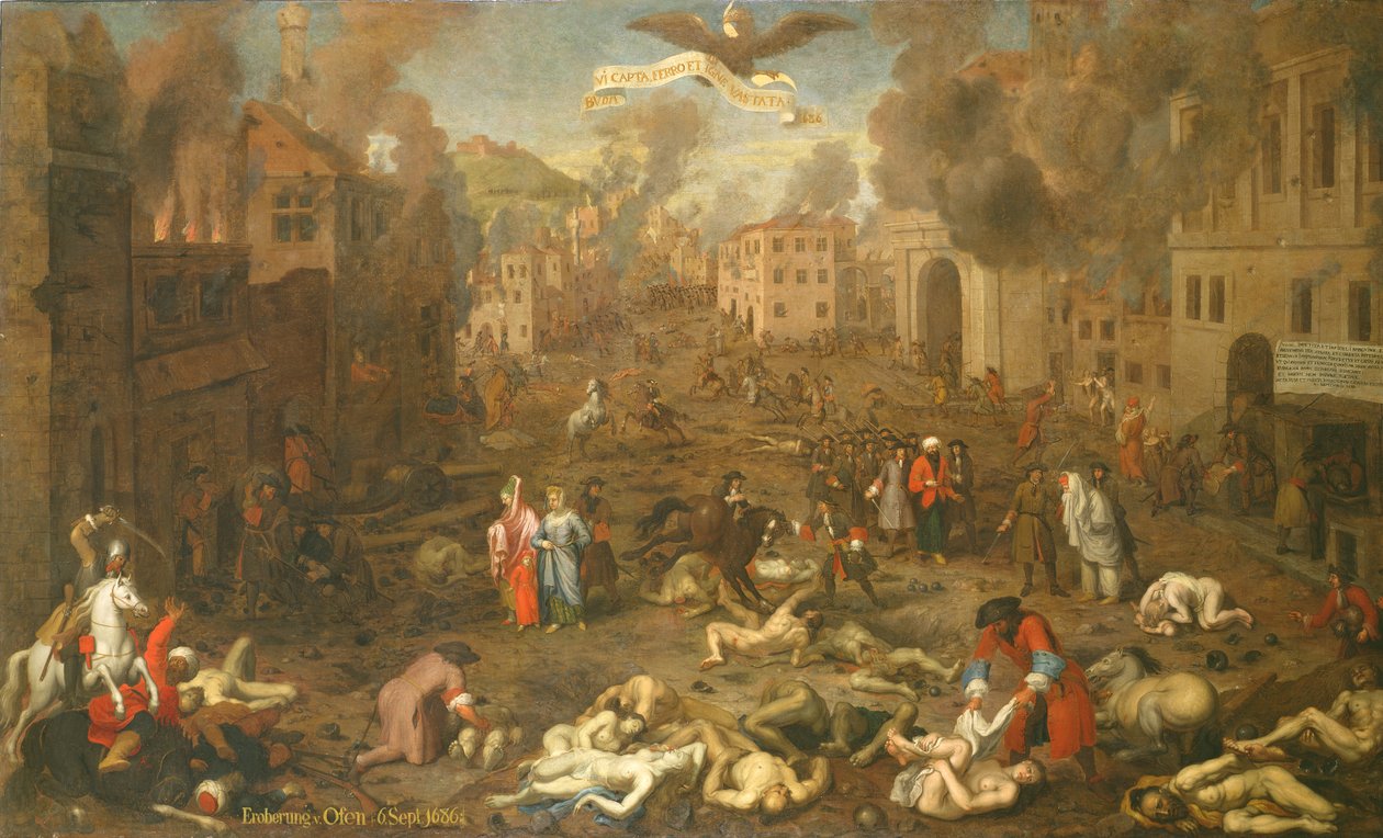 6 Eylül 1686'da Ofen Fırtınası (panelde yağlı boya) by Austrian School