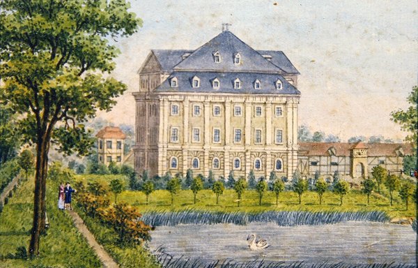 Bir kır schloss görünümü, c.1780 (guaj) by Austrian School