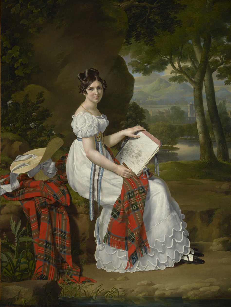 Manzarada Çizim Yapan Kadın, 1830 dolayları by Austrian School