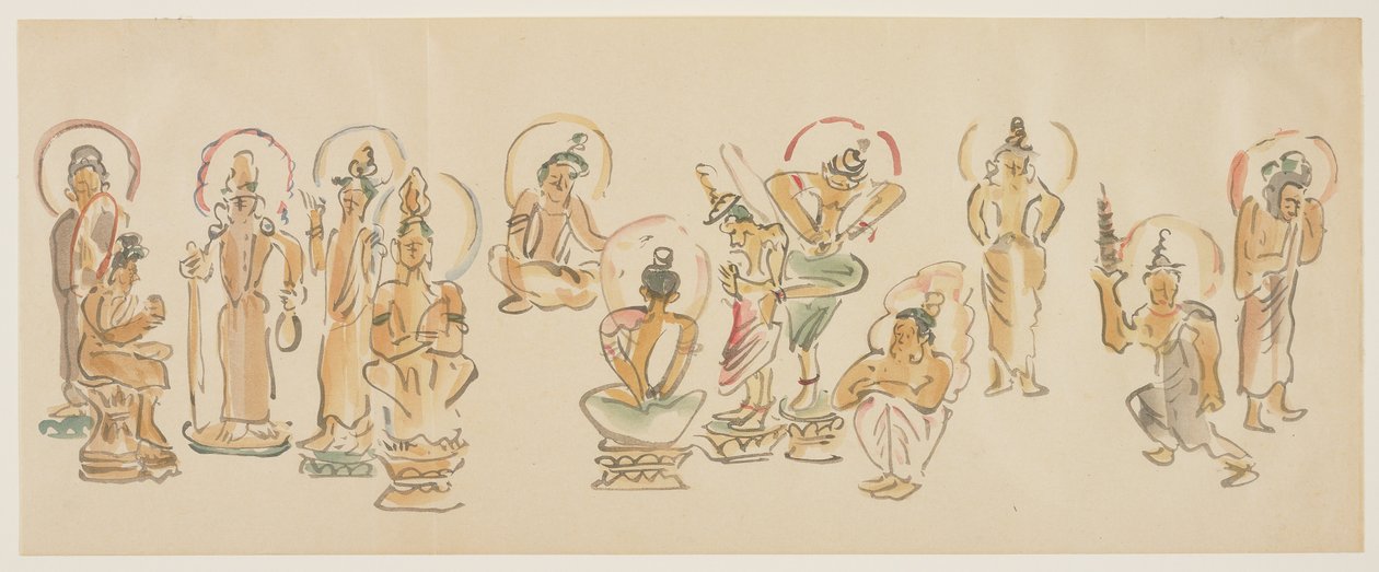(Asakusa Kannon tapınağı karikatürleri C), c. 1900 by Awashima Kangestu