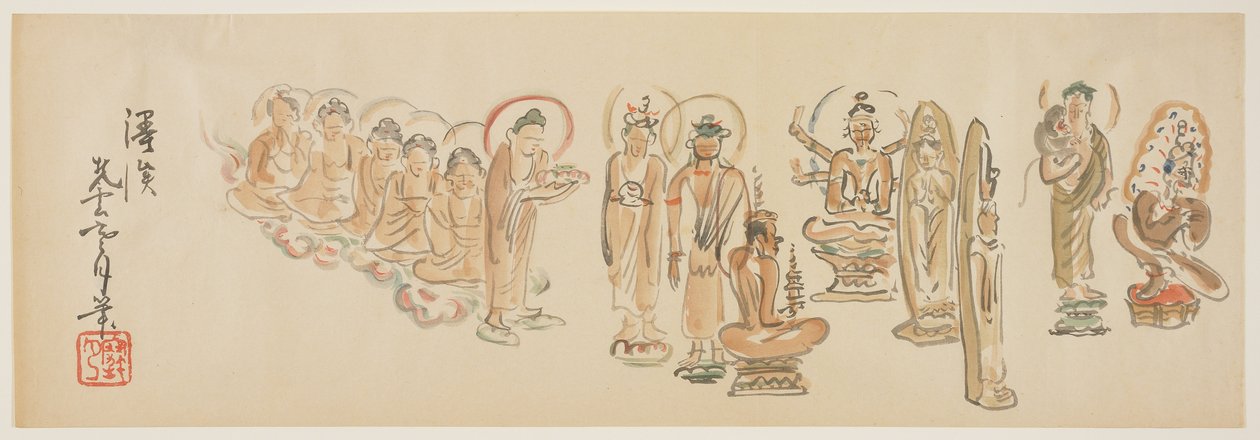 (Asakusa Kannon tapınağı karikatürleri D), c. 1900 by Awashima Kangestu
