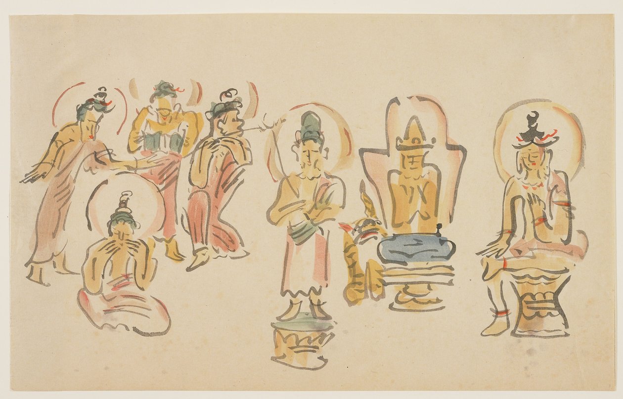 (Asakusa Kannon tapınağı karikatürleri A), c. 1900 by Awashima Kangestu