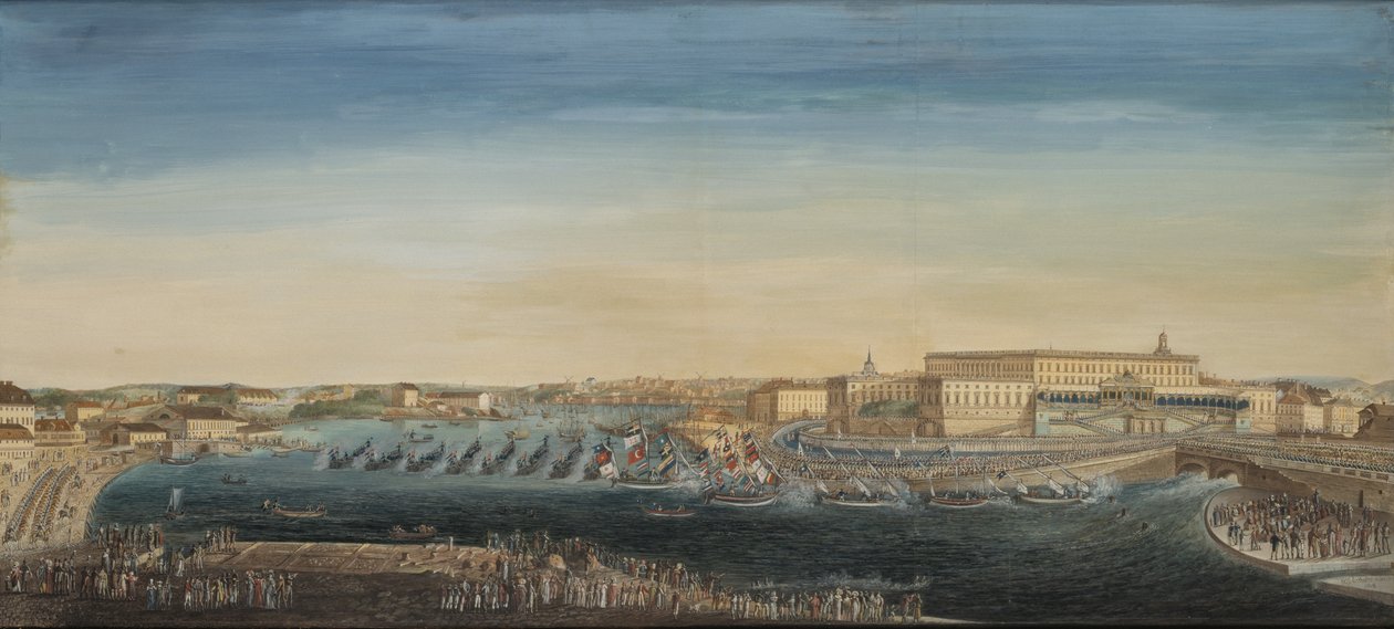 The Acclamation of King Carl XIV Johan of Sweden (1763-1844) 1818 (gouache on canvas) by Axel Frederick Cederholm