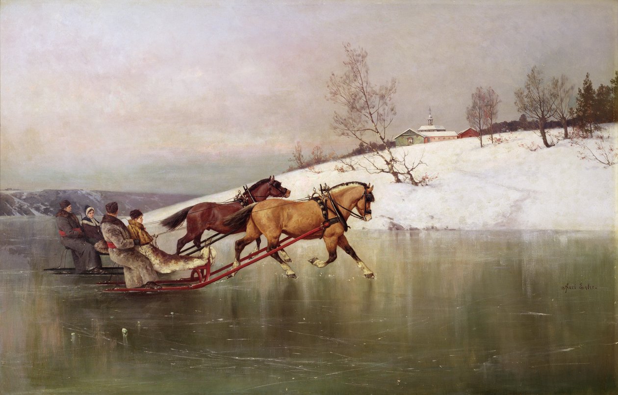 Bir Yarış (tuval üzerine yağlı boya) by Axel Hjalmar Ender