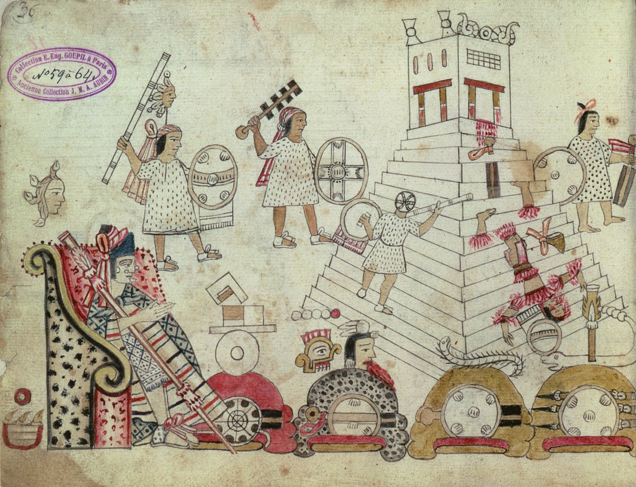 Bir Aztek Kodeksinden Güneş Tanrısına Kurban Edilen Savaş Esirleri (fetih sonrası, 1519) by Aztec