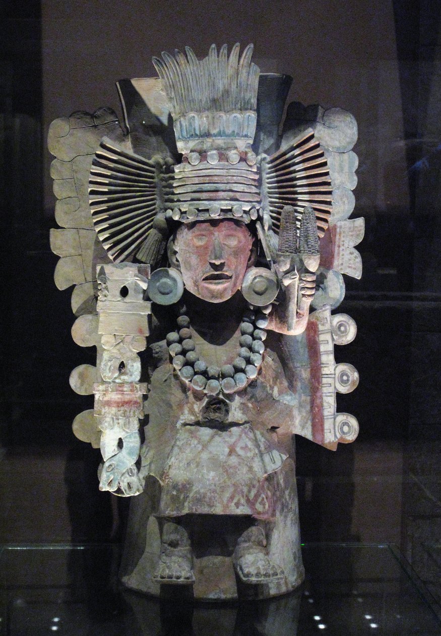 Mısır tanrıçası Xilonen şeklinde tütsü brülörü, Tlahuac, Geç Postklasik dönem, c.1500 by Aztec