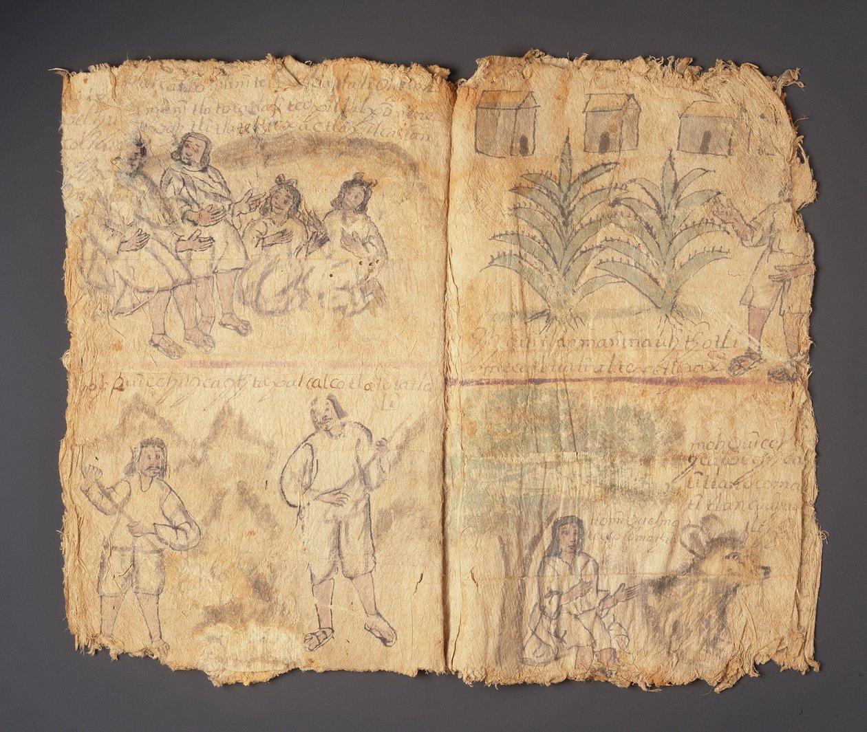 Techialoyan Codex, Coyotepec Coyonazco, Meksika (kağıt üzerinde pigment ve mürekkep) by Aztec