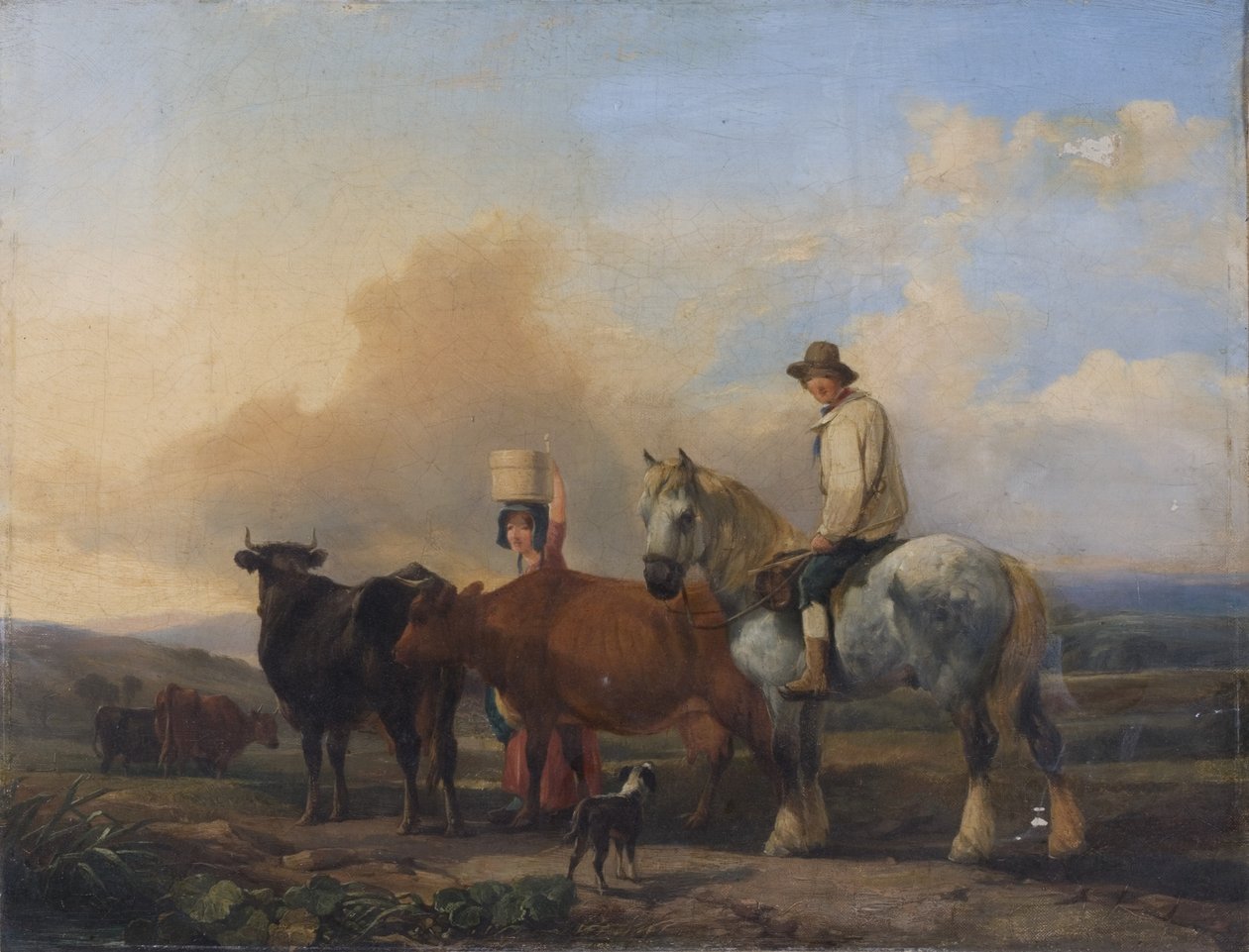Figürler ve Sığırlarla Manzara by B. Wall