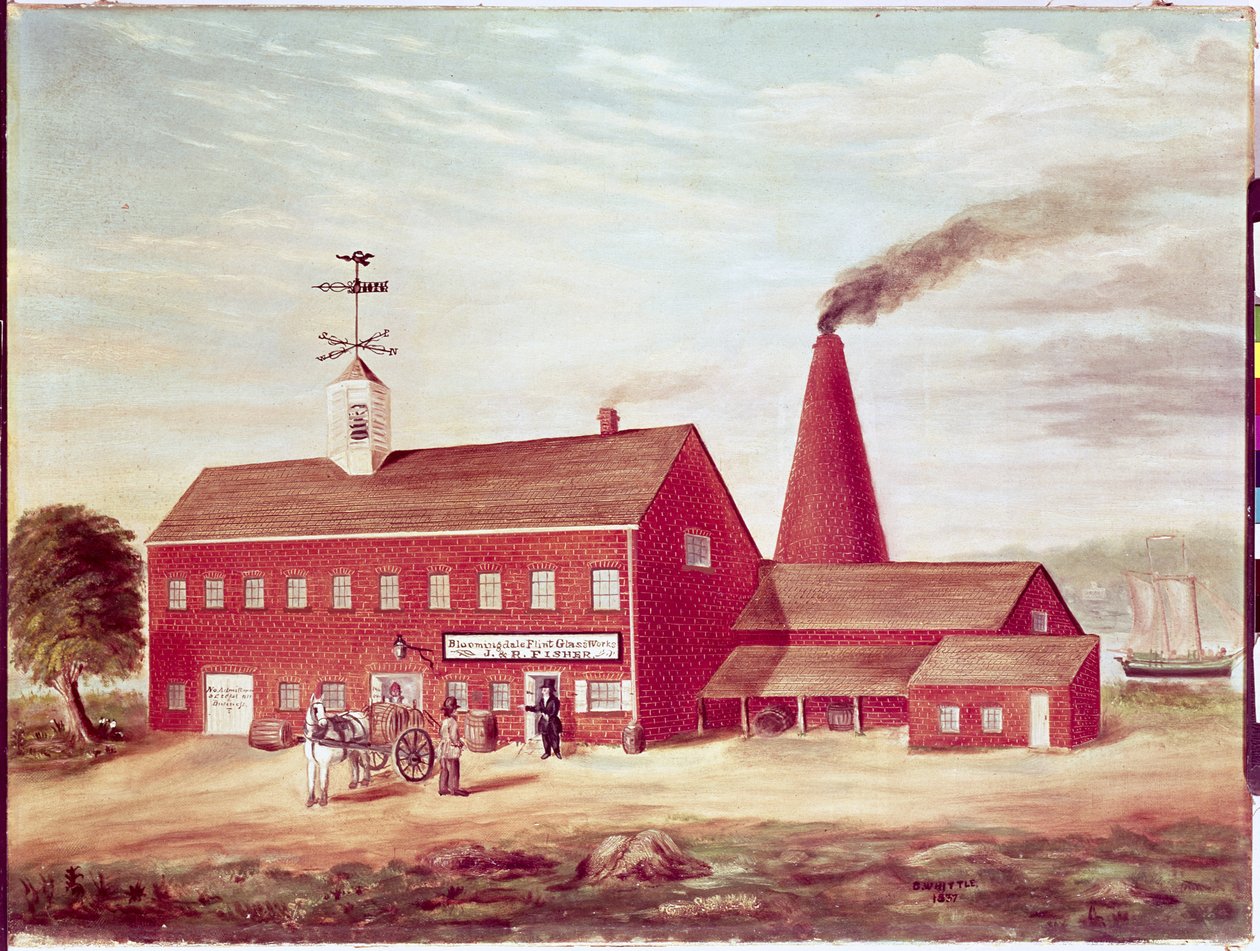 JundR Fisher'ın Bloomingdale Flint Glass Works, New York City, 1837 by B. Whittle