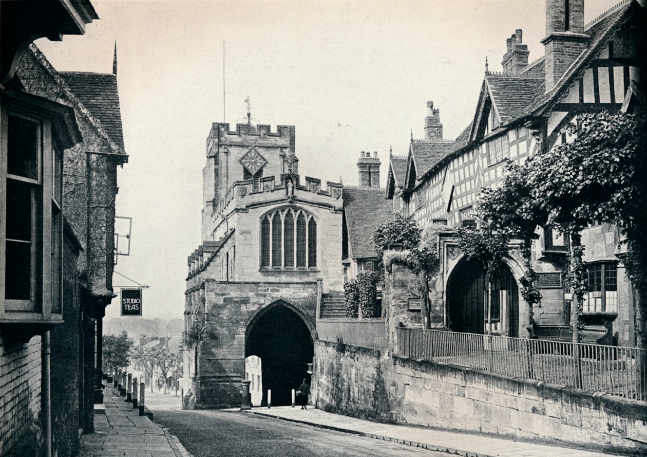 West Gate üzerinde St James Kilisesi, Warwick, Warwickshire, 1929 by BC Clayton