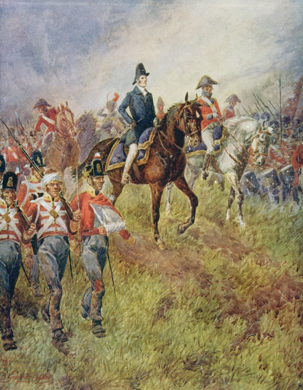 'Bütün Hat İlerleyecek', Wellington, 1815'te Waterloo Savaşı'nda, 'Karada ve Denizde İngiliz Savaşları'ndan Sir Evelyn Wood (1838-1919) 1915 tarafından düzenlendi. by B. Granville Baker
