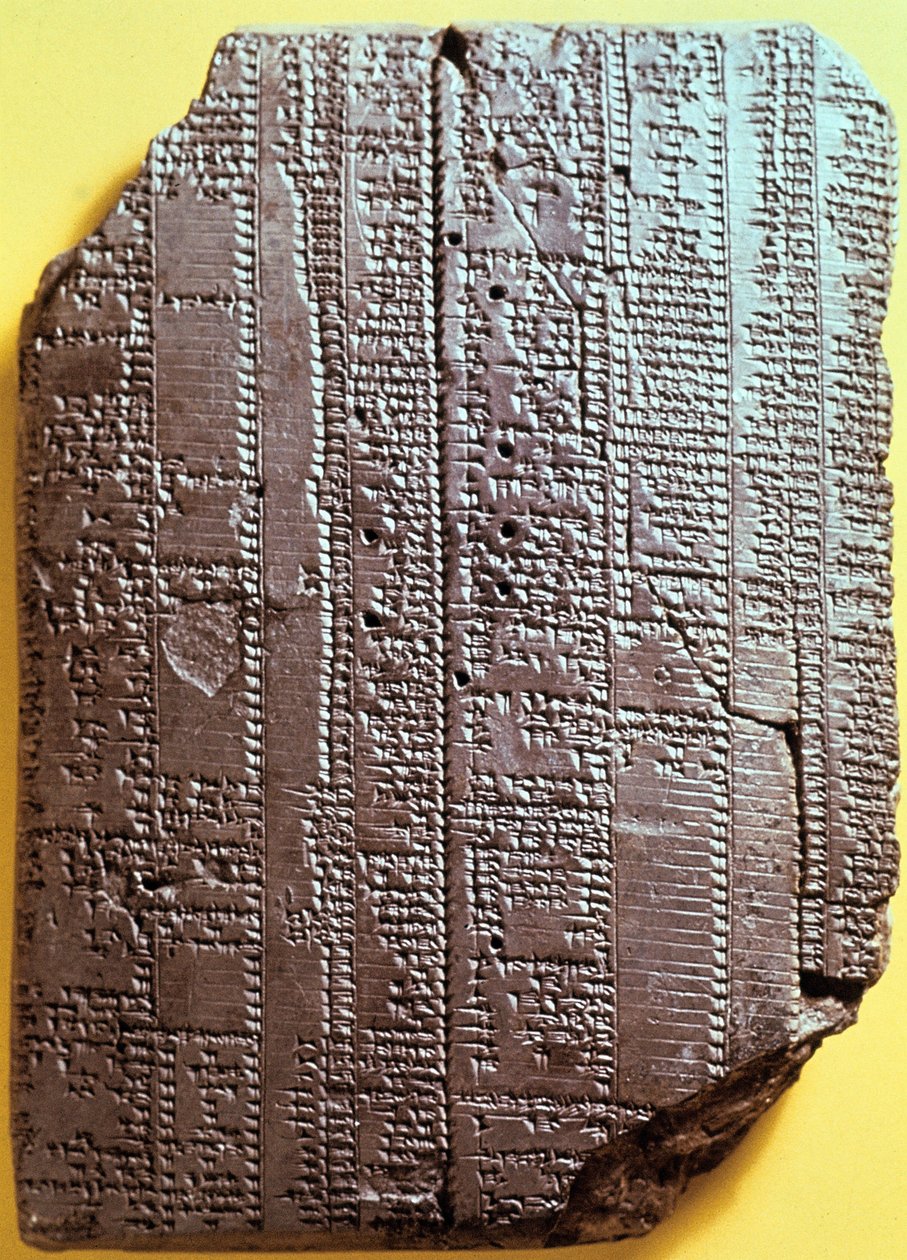 Metinli Babil kil tableti. MÖ 7. yüzyıl. Hece içeren tablo. by Babylonian