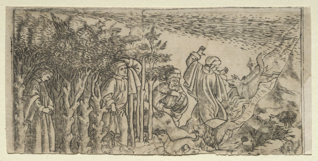 Dante Ormanda Kayboldu: Kaçış ve Virgil ile Buluşma, Canto I by Baccio Baldini
