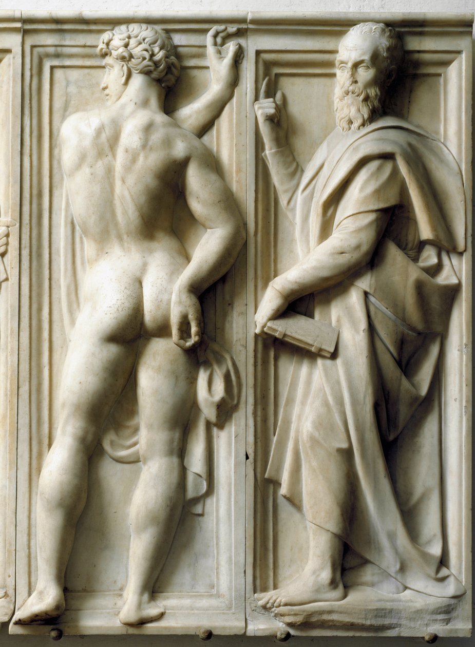 Baccio Bandinelli (1493-1560) tarafından Prophete ve Ignudo Low mermer kabartması by Baccio Bandinelli