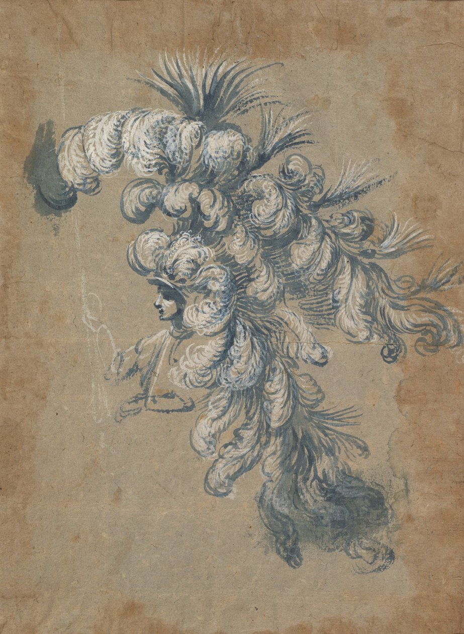Tüylü Cömert Bir Başlık için Tasarım, yakl. 1620-56. by Baccio del Bianco