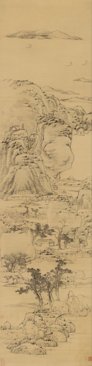 Ni Zan tarzında manzara, (1301-1374) by Bada Shanren