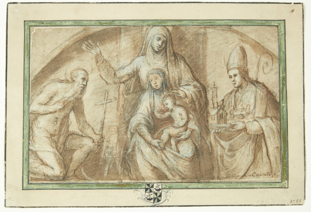 Anna, St. Jeronimus ve kilise kurucuları olarak gösterilen bir piskopos azizi ile çevrili üçüncü by Bagnacavallo