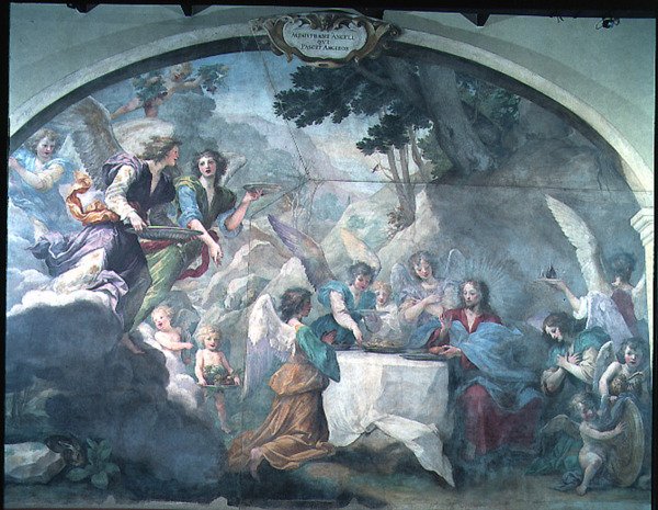 Melekler tarafından sunulan Mesih by Baldassare  Franceschini